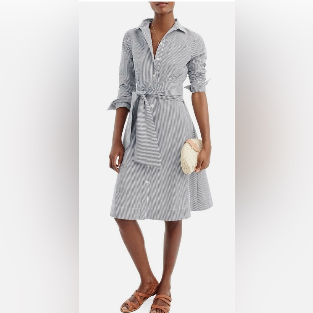 J. Crew Classic Navy and White Striped Blouse